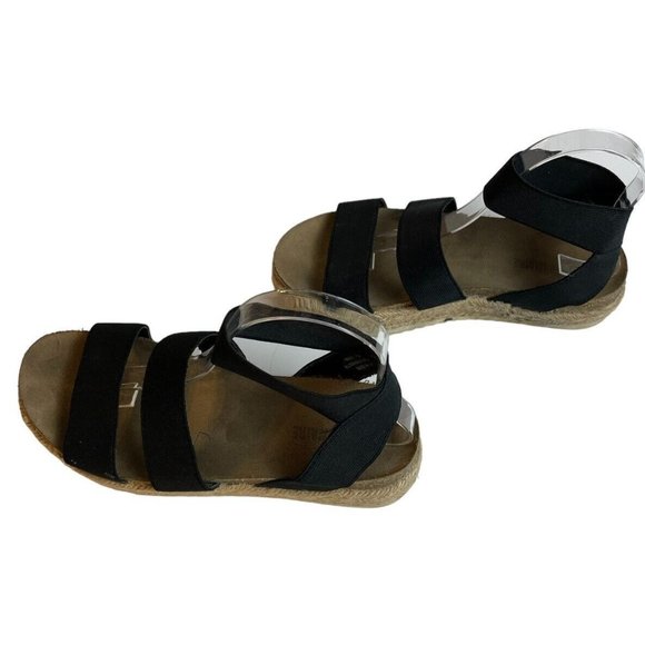 Cushionaire Mandy Flatform Sandals Size 7.5M Cork Footbed Espadrille Black Strap - Picture 5 of 11